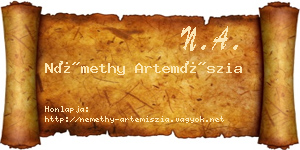Némethy Artemíszia névjegykártya